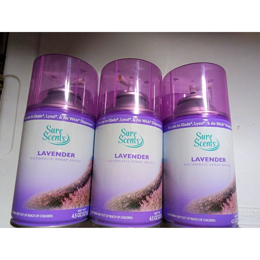 Sure Scents Lavender Automatic Spray Refill 4.5oz Lot of 3 Air Freshener New